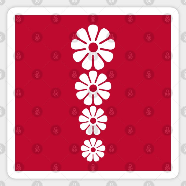 60's 70's Retro Large Flowers White on Red Sticker by MellowCat